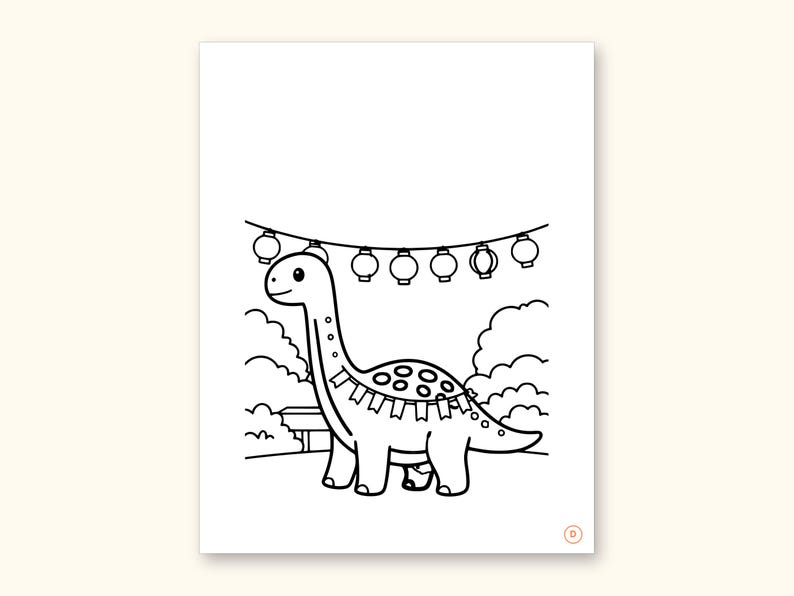 Dinosaur Party ABC Coloring Book | Letter Tracing for Toddlers (Digital PDF): sample page 10 of 55