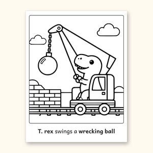 Dinosaur Coloring Pages | 50 Construction Pictures for Ages 3-6 (Digital PDF): sample page 15 of 53