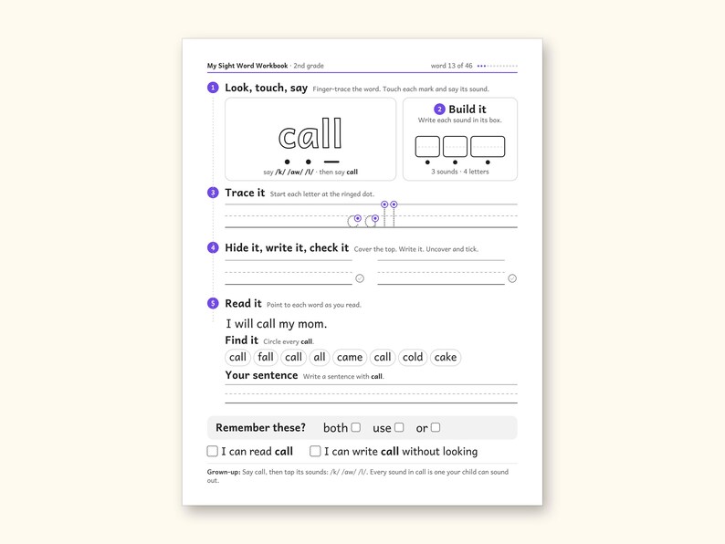 Sight Word Worksheets | 2nd Grade Dolch Workbook for Ages 7-8 (Digital PDF): sample page 21 of 62
