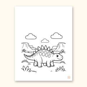Dinosaur Coloring Pages | Detailed Scenes ABC Tracing for Ages 4-8 (Digital PDF): sample page 16 of 55
