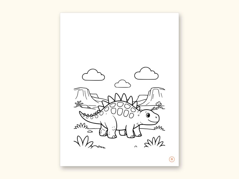Dinosaur Coloring Pages | Detailed Scenes ABC Tracing for Ages 4-8 (Digital PDF): sample page 16 of 55