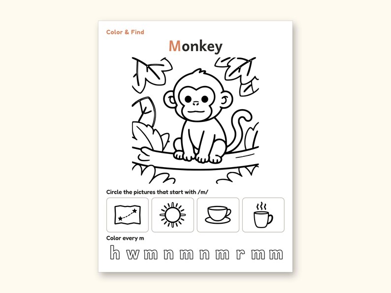 Animal Coloring Pages | ABC Letter Tracing for Kids Ages 5-6 (Digital PDF): sample page 33 of 64