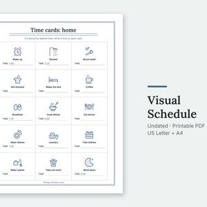 The Time cards: home page of the Visual Schedule, filled in with sample entries.