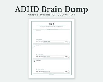ADHD Brain Dump | Template to Sort Tasks Into Steps for Adults (Digital PDF)