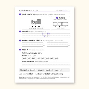 Sight Word Worksheets | 2nd Grade Dolch Workbook for Ages 7-8 (Digital PDF): sample page 36 of 62