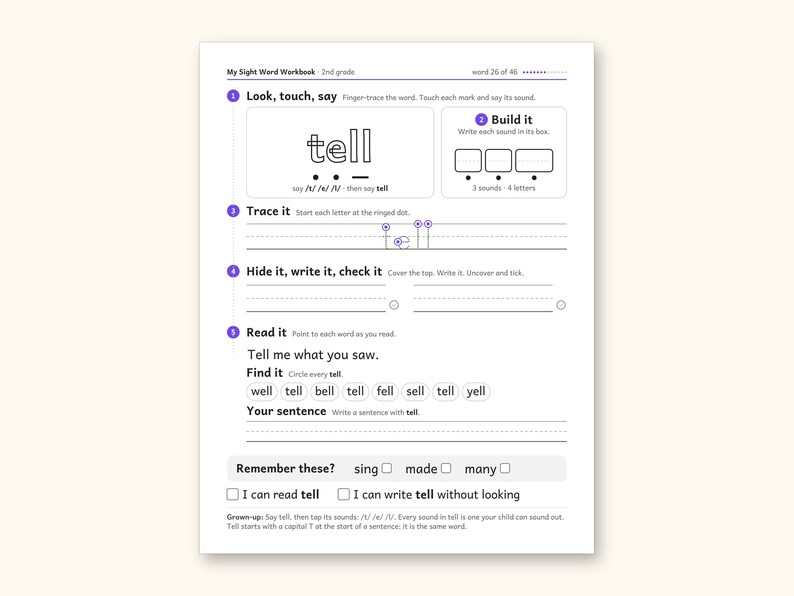 Sight Word Worksheets | 2nd Grade Dolch Workbook for Ages 7-8 (Digital PDF): sample page 36 of 62