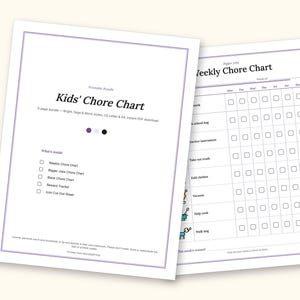 Chore Chart | Reward Tracker and Cut-Out Icons for Busy Families (PDF + Excel): cover and an inside page