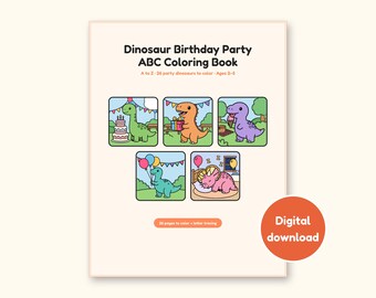 Dinosaurier-Malvorlagen | ABC-Nachzeichnen für Kleinkinder zum Geburtstag (Digitales PDF)
