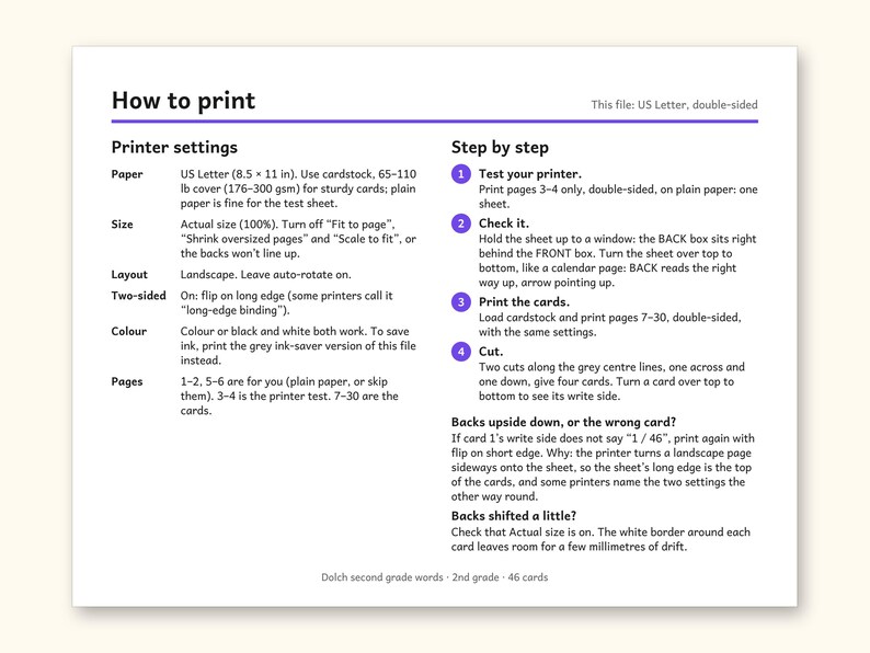 Sight Words | 2nd Grade Dolch Flashcards for Ages 7-8 (Digital PDF): sample page 2 of 30