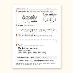 Sight Word Worksheets | Pre-K Dolch Workbook for Ages 4-5 (Digital PDF): sample page 40 of 58