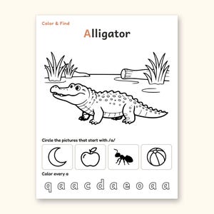Animal Coloring Pages | ABC Letter Tracing for Kids Ages 5-6 (Digital PDF): sample page 7 of 64
