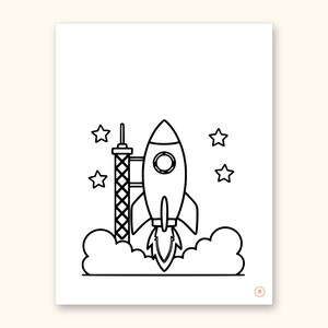 Space Coloring Pages | ABC Letter Tracing for Kids Ages 2-5 (Digital PDF): sample page 38 of 55