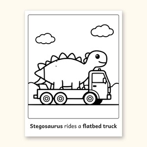 Dinosaur Coloring Pages | 50 Construction Pictures for Ages 3-6 (Digital PDF): sample page 37 of 53