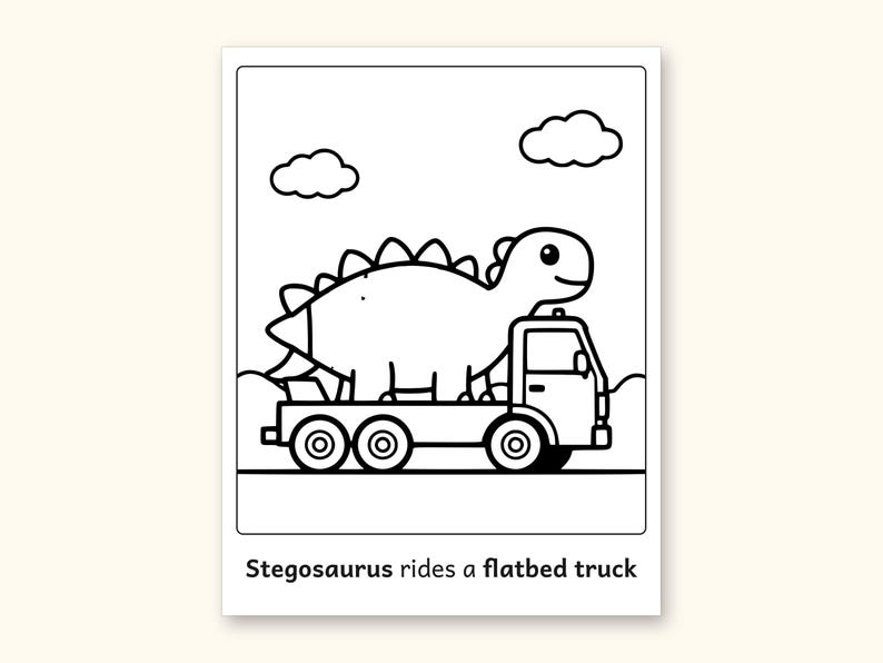 Dinosaur Coloring Pages | 50 Construction Pictures for Ages 3-6 (Digital PDF): sample page 37 of 53