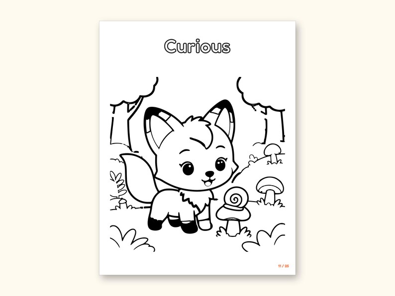 Animal Coloring Pages | 25 Feelings Pictures for Kids Ages 4-8 (Digital PDF): sample page 14 of 29