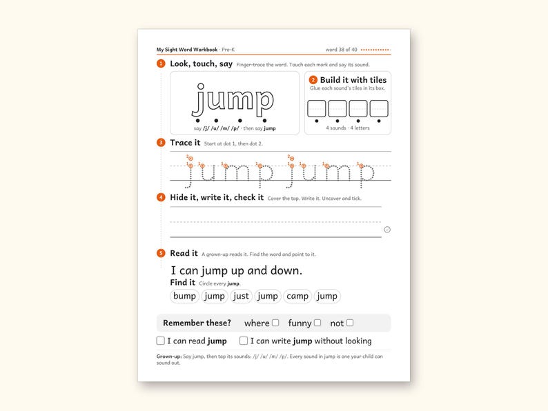 Sight Word Worksheets | Pre-K Dolch Workbook for Ages 4-5 (Digital PDF): sample page 50 of 58