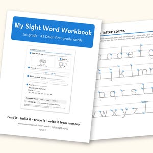Sight Word Worksheets | 1st Grade Dolch Workbook for Ages 6-7 (Digital PDF): cover and an inside page