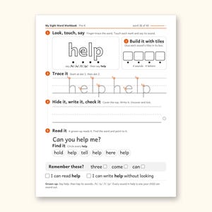 Sight Word Worksheets | Pre-K Dolch Workbook for Ages 4-5 (Digital PDF): sample page 47 of 58