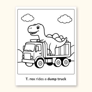 Dinosaur Coloring Pages | 50 Construction Pictures for Ages 3-6 (Digital PDF): sample page 9 of 53