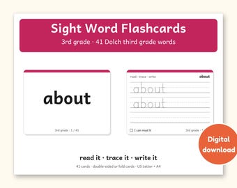 Sichtwörter | Dolch-Karteikarten für die 3. Klasse (8-9 Jahre) (Digitales PDF)