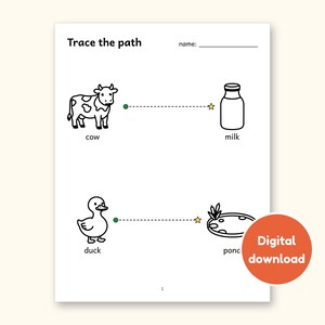 Tracing Worksheets | Farm Animals Pre-Writing Paths for Preschool (Digital PDF): cover of the printable PDF, a digital download