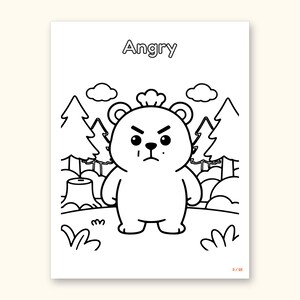 Animal Coloring Pages | 25 Feelings Pictures for Kids Ages 4-8 (Digital PDF): sample page 6 of 29
