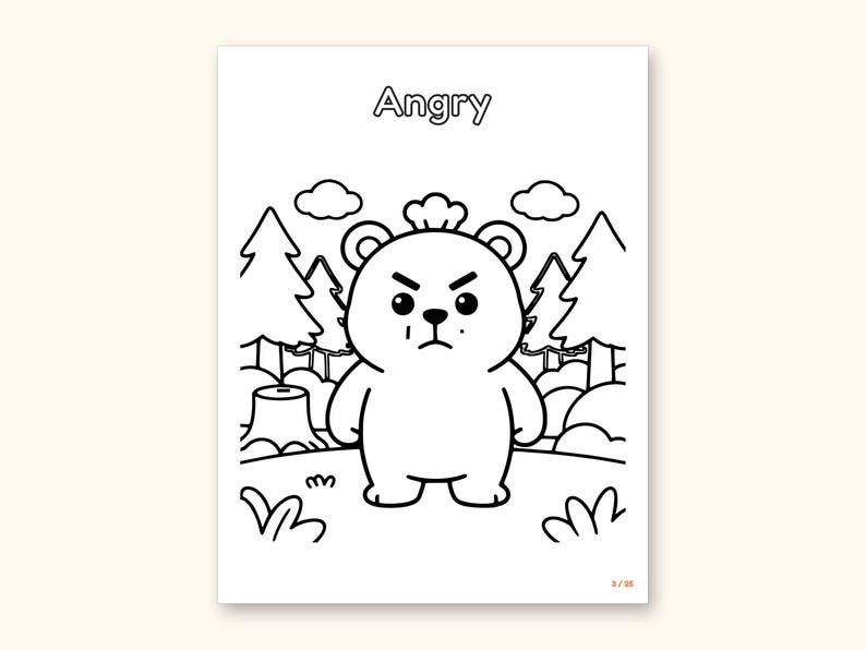 Animal Coloring Pages | 25 Feelings Pictures for Kids Ages 4-8 (Digital PDF): sample page 6 of 29