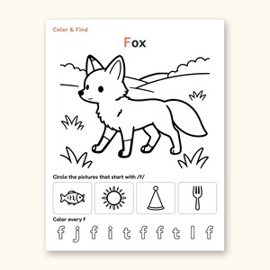 Animal Coloring Pages | ABC Letter Tracing for Kids Ages 5-6 (Digital PDF): sample page 18 of 64