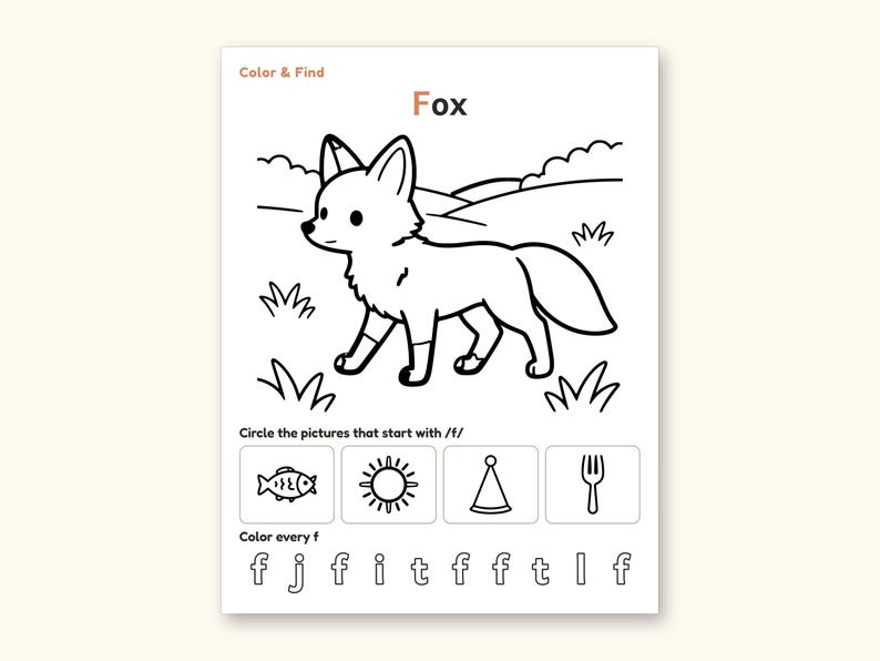 Animal Coloring Pages | ABC Letter Tracing for Kids Ages 5-6 (Digital PDF): sample page 18 of 64