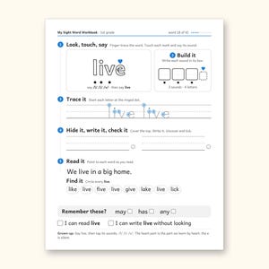 Sight Word Worksheets | 1st Grade Dolch Workbook for Ages 6-7 (Digital PDF): sample page 26 of 56
