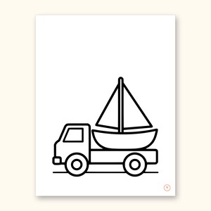 Truck Coloring Pages | ABC Letter Tracing for Kids Ages 2-4 (Digital PDF): sample page 52 of 55