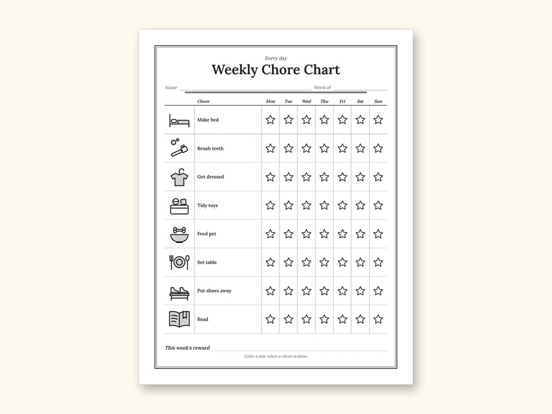 Chore Chart | Reward Tracker and Cut-Out Icons for Busy Families (PDF + Excel): sample page 14 of 18