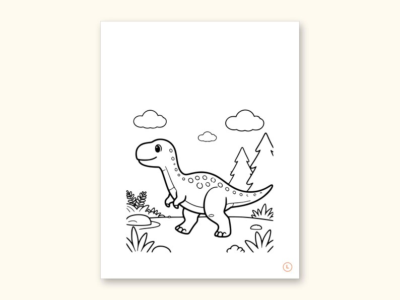 Dinosaur Coloring Pages | Detailed Scenes ABC Tracing for Ages 4-8 (Digital PDF): sample page 26 of 55