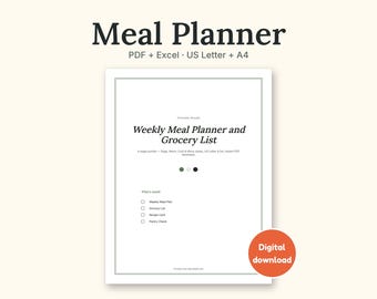 Maaltijdplanner | Boodschappenlijst voor thuiskoks (PDF + Excel)
