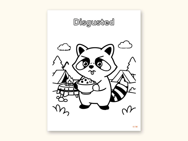 Animal Coloring Pages | 25 Feelings Pictures for Kids Ages 4-8 (Digital PDF): sample page 9 of 29
