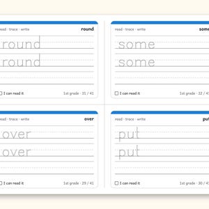 Sight Words | 1st Grade Dolch Flashcards for Ages 6-7 (Digital PDF): sample page 22 of 28