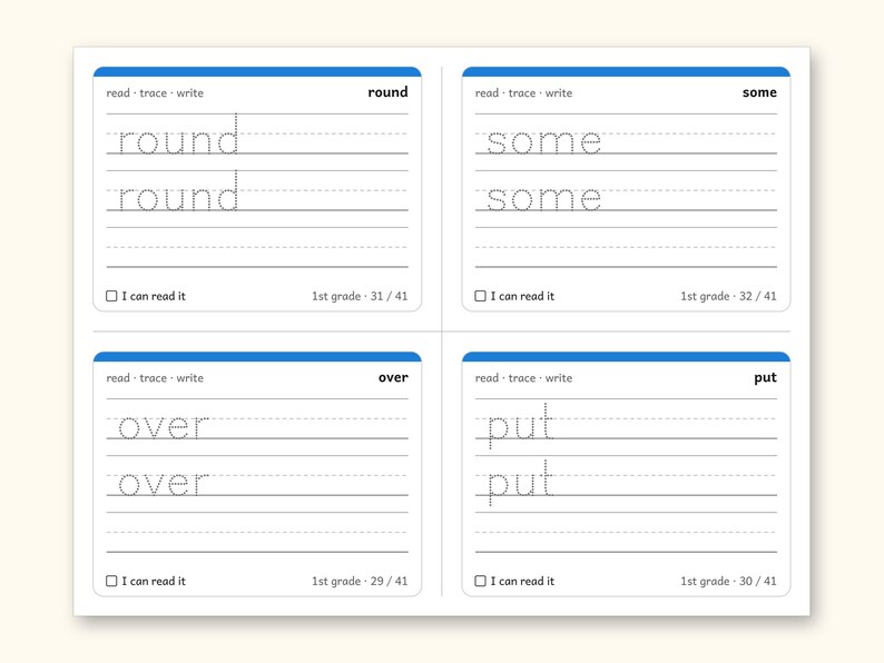 Sight Words | 1st Grade Dolch Flashcards for Ages 6-7 (Digital PDF): sample page 22 of 28