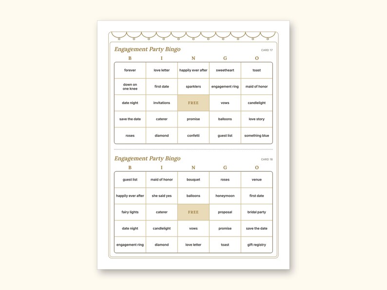 Engagement Party Games | Couple Quiz Bingo Cards for Hosts (Digital PDF): sample page 11 of 21