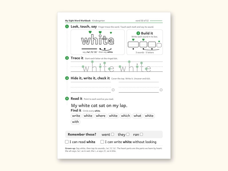 Sight Word Worksheets | Kindergarten Dolch Workbook for Ages 5-6 (Digital PDF): sample page 64 of 69