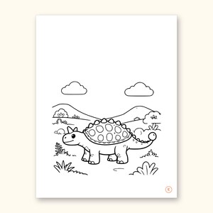 Dinosaur Coloring Pages | Detailed Scenes ABC Tracing for Ages 4-8 (Digital PDF): sample page 12 of 55