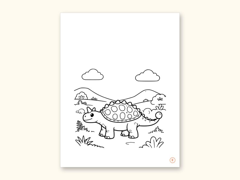 Dinosaur Coloring Pages | Detailed Scenes ABC Tracing for Ages 4-8 (Digital PDF): sample page 12 of 55