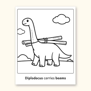 Dinosaur Coloring Pages | 50 Construction Pictures for Ages 3-6 (Digital PDF): sample page 24 of 53