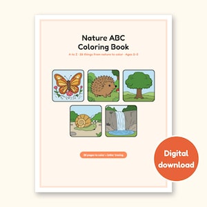 Nature Coloring Pages | ABC Letter Tracing for Kids Ages 2-5 (Digital PDF): cover of the printable PDF, a digital download