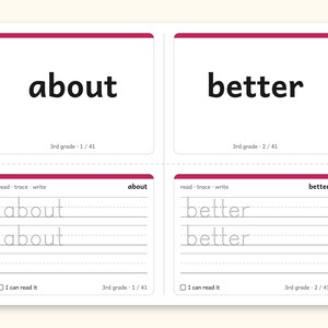 Sight Words | 3rd Grade Dolch Flashcards for Ages 8-9 (Digital PDF): Preview 3: fold cards
