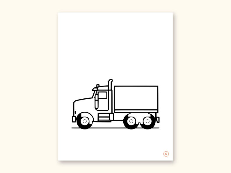 Truck Coloring Pages | ABC Letter Tracing for Kids Ages 2-4 (Digital PDF): sample page 12 of 55