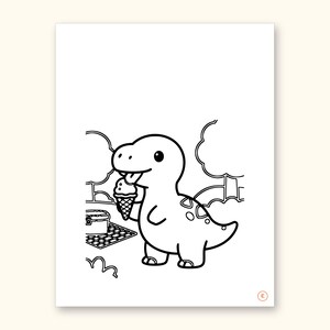 Dinosaur Party ABC Coloring Book | Letter Tracing for Toddlers (Digital PDF): sample page 12 of 55