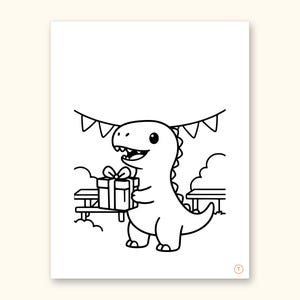 Dinosaur Party ABC Coloring Book | Letter Tracing for Toddlers (Digital PDF): sample page 42 of 55