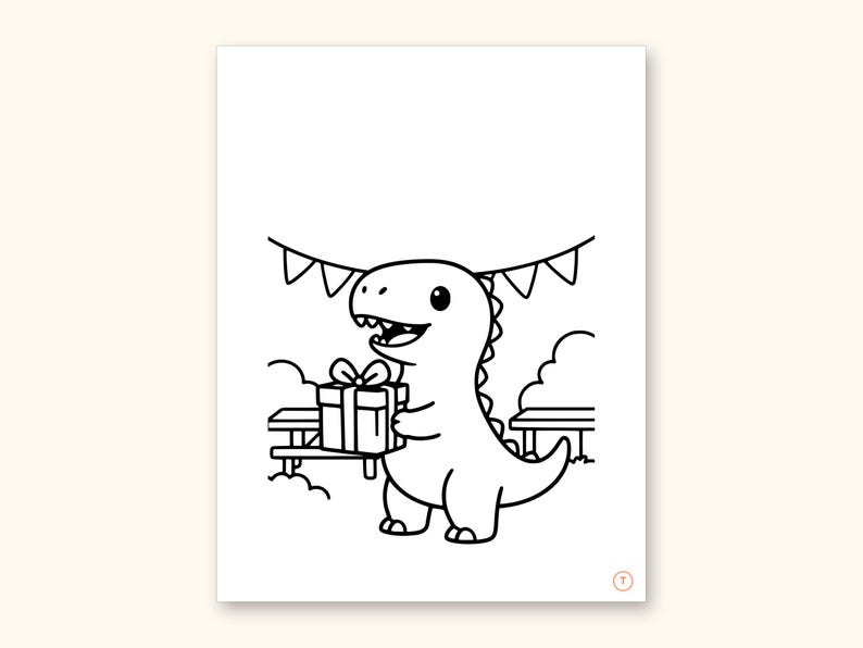 Dinosaur Party ABC Coloring Book | Letter Tracing for Toddlers (Digital PDF): sample page 42 of 55