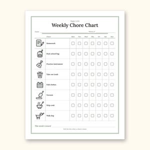 Chore Chart | Reward Tracker and Cut-Out Icons for Busy Families (PDF + Excel): sample page 9 of 18