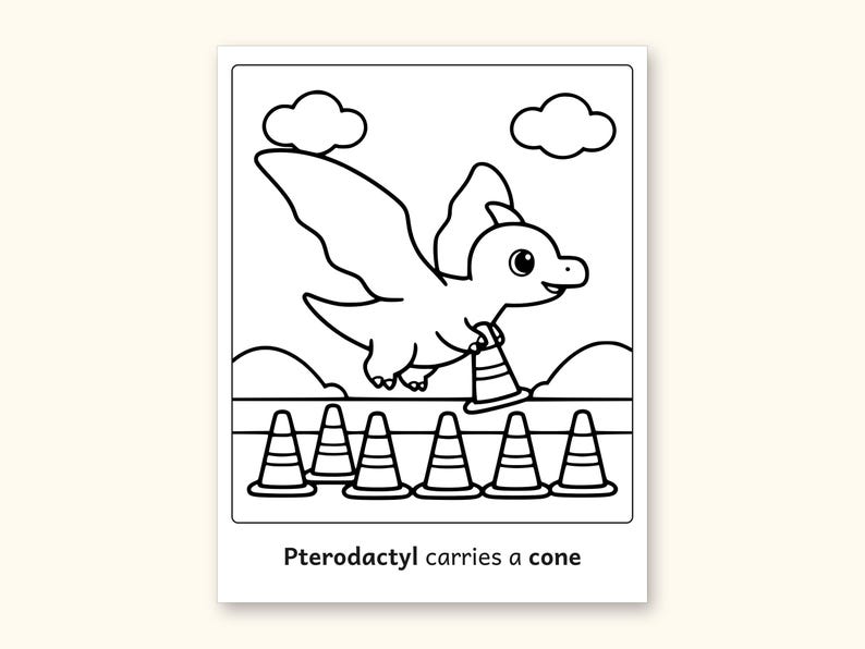Dinosaur Coloring Pages | 50 Construction Pictures for Ages 3-6 (Digital PDF): sample page 46 of 53